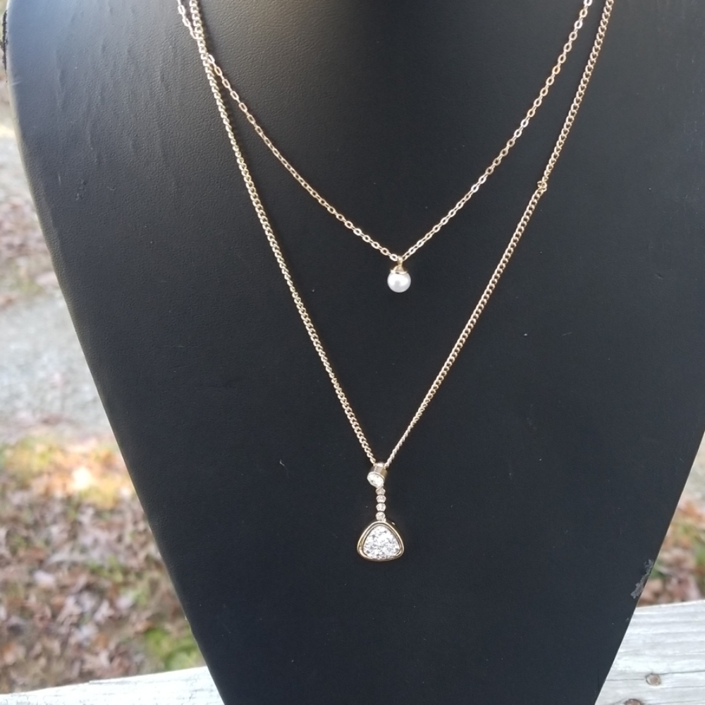 SOLD Silver layered druzy necklace - Picture 1 of 4